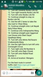 share route information on whatsapp