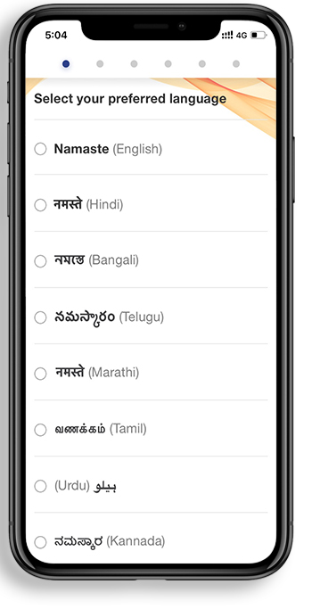 language screen select of bhim app