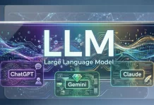 LLM ટેકનોલોજી શું છે? જાણો CHATGPT અને GEMINI AI પાછળ કામ કરતી ટેક્નોલૉજી એક આધુનિક ડિજિટલ બેનર જેમાંLLM ટેકનોલોજી (લાર્જ લેંગ્વેજ મોડલ) ને મધ્યસ્થ મગજ તરીકે દર્શાવવામાં આવ્યું છે, જે ChatGPT, Gemini અને Claude સાથે જોડાયેલું છે.
